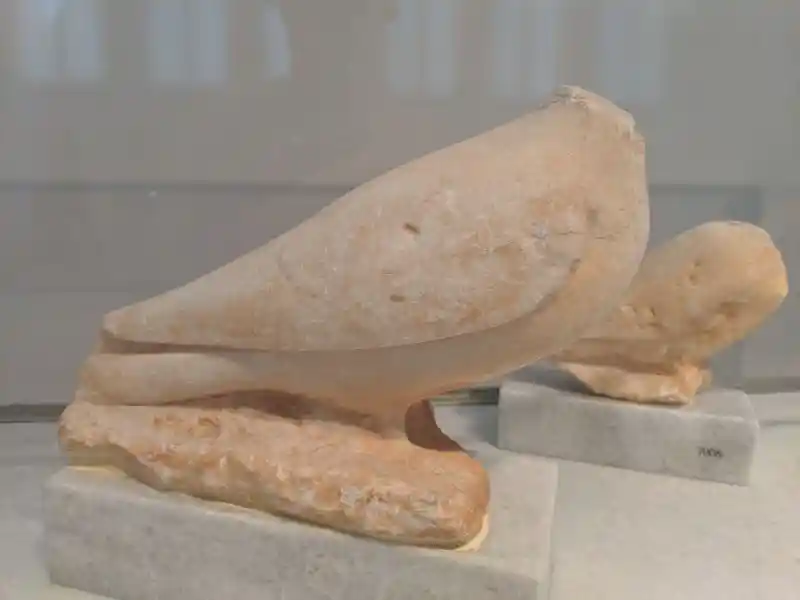 Pentelic marble dove figurines dedicated to Aphrodite from her sanctuary at Daphni, Attica